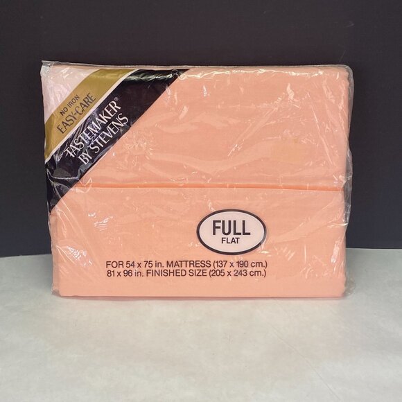 Vintage Stevens Tastemaker Cotton Blend Full Flat Sheet Peach Orange NEW - Picture 1 of 9